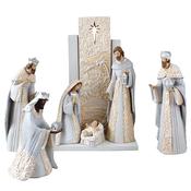 Grey &amp;amp; Gold 6-Piece Resin Nativity Set – 9.5 Inch