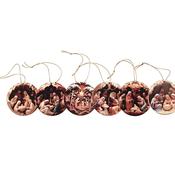 Pack of 6 Wooden Nativity Christmas Tree Ornaments – Assorted Designs