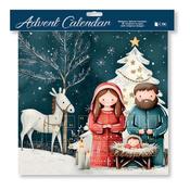 Red &amp;amp; Green Holy Family -Religious Nativity Advent Calendar with Glitter