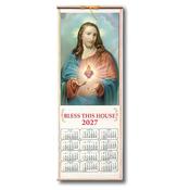 2027 Sacred Heart Wooden Scroll Calendar – 30" x 12"