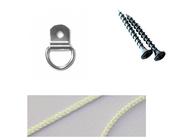 Hanging Kit (Pair of single D rings + 2m of Cord + 2 x 16mm screws)
