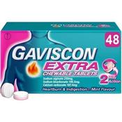 Gaviscon Extra Chewable 48 Tablets Mint