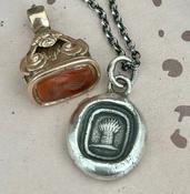 harvesting your dreams, Antique wax seal impression, pendant and chain 100% sterling silver.