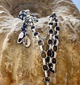 4mm rolo belcher chain.  Made in your size. Sterling silver chain with lobster clasp. Oxidised and hand polished. image