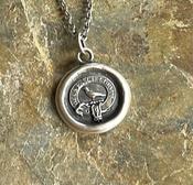 Medium, God Feeds the Ravens 19mm sterling silver antique wax letter seal. Religious pendant featuring a crow or raven   (A01-1) image