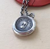Time is short!  Antique wax letter seal.  Sterling silver,  with or without a chain.