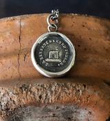 La liberté me rend fidelé..... Freedom keeps me faithful.  Antique wax letter seal impression.  Sterling silver handmade pendant image