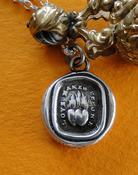 Love Makes us one, sterling silver, antique wax seal impression in sterling silver