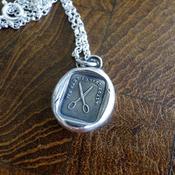 We part to meet again…….Sterling silver, antique wax seal impression, handmade, pendant.