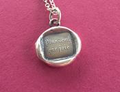 Motto pendant, More devil than joy. Wonderful antique wax letter seal impression. Victorian seal impression.