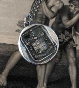 Antique seal, 'Always true' 'Semper Verus '.  Larger heraldry seal with  Latin motto 'always true' with knight's head. Valentines gift