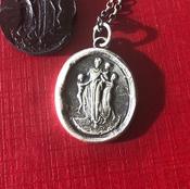 Motherhood, family.  Ideal Roman family portrait.  Antique wax letter seal pendant. Sterling wax seal impression