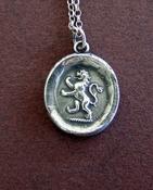 Large.......Valiant, Antique wax letter seal, Sterling silver, Lion emblem of courage,