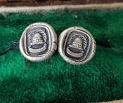 Tiny Sterling Silver, antique Wax seal earrings. beehive  earrings, emblem of industry and diligence.