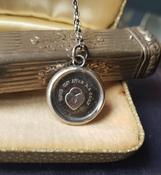 HeartPadlock pendant.  Sterling silver antique wax letter seal. Handmade love pendant.  Victorian wax seal impression