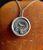 God Feeds the Ravens 25mm…. sterling silver antique wax letter seal. Religious pendant featuring a crow or raven   (A01-1) image