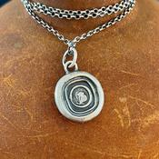 Cycle of life, rebirth, immortality, butterfly and ouroboros. Antique wax seal impression in sterling silver.