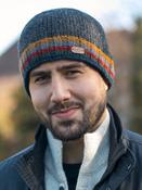Rib Pullon Hat Charcoal with yellow/red band image