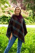 Tweed Poncho with Purple Collar- Made in Ireland image