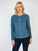 Ladies Wool and Cashmere Classic Cardigan - Dusty Blue / L image
