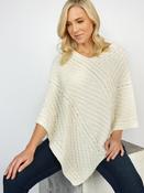 Merino Wool V Neck Poncho - Natural Yarn image