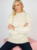 Unisex Pure Wool Aran Sweater Natural Fleck - XS image