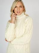 Womens Turtleneck Cable Knit Sweater - Natural White / S image