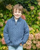 Kids Half Zip Aran Sweater Denim - 5-6 yrs image