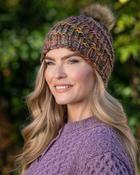 Handmade in Ireland - Super Soft hat with pom pom - Autumn Mix