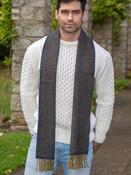 Men's Wool and Cashmere Navy/Mustard Herringbone Scarf 2433 image