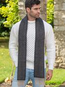 Wool and Cashmere Herringbone Scarf Charcoal / Beige 2410