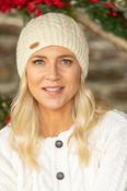 100% Wool Fully Lined Aran Pull on Hat Natural - Natural White