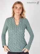 Wool and Cashmere Cable v Neck Sweater - Ocean Mist - XS image