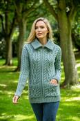 Full Zip Fitted Aran Cardigan Aqua - Aqua / M image