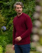 Unisex Heavyweight Aran Sweater Claret - XS image