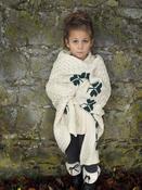 Aran Wool Shamrock Baby Blanket - Natural image