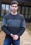 Unisex Jacquard Crew 100% Merino Wool Charcoal - S image