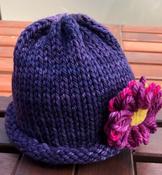 Handmade Super Soft Merino Wool Flower Hat Purple - 3-4 yrs