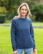 Pure Wool Aran Sweater Denim - XS image