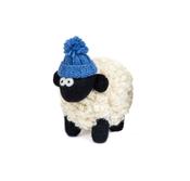 Knitted Sheep with Bobble Hat Denim Blue - Medium image