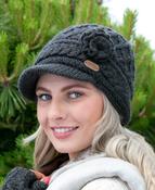 Aran Trellis Peak hat Charcoal image