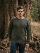 Mens Ribbed Crew Neck Sweater Green - S image