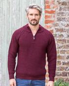 Men's half zip ribbed sweater Claret - S image