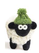 Knitted Sheep with Bobble Hat Green - Large image