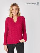 Horseshoe Cable v Neck Sweater - Bramble - XS