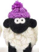 Knitted Sheep with Bobble Hat Lilac - Large image