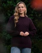 Merino Wool Aran Sweater Damson - Unisex - XS image