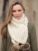 Natural Pom Pom Scarf - Natural White image