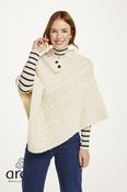 Ladies Aran Poncho One Size - Natural White image