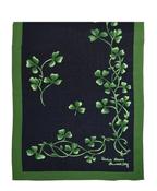 Shamrock Sprig Silk Scarf - Navy / One Size image